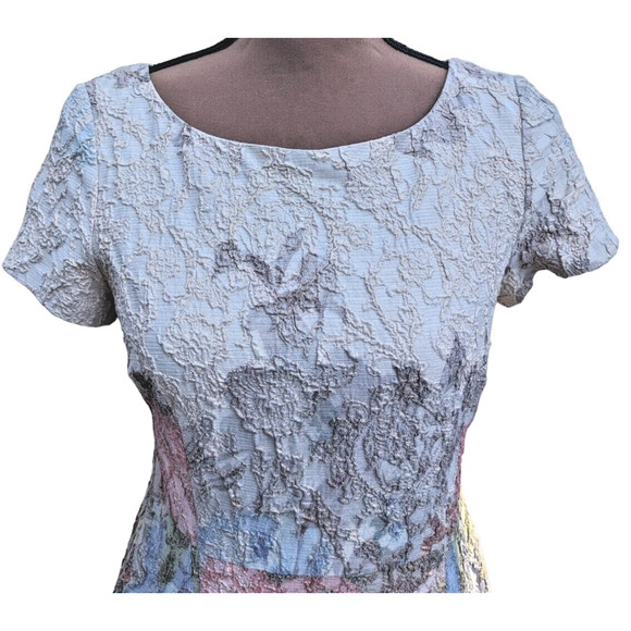 Adrianna Papell Melinda Gown 4 Pastel Matelasse Floral Dress Formal Bridgerton - Picture 9 of 16